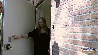 Blonde beauty craves old man's thick cock deep in tight pussy then gulps cum