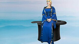 granny cosplays dark magician sucking cock deep