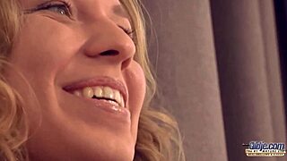 Blonde beauty craves old man's thick cock deep in tight pussy then gulps cum