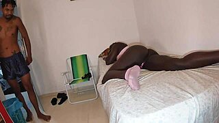 tired black babe fernanda chocolatte takes cock in pussy and gulps cum from joao