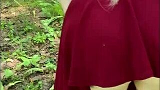 Perfect college blonde olivia bay squeezes big natural tits during outdoor public fuck