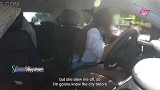 Wanna see this hot wife flash her big tits in car for stranger groping?