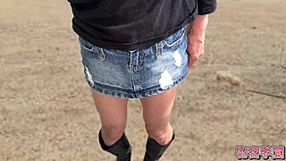i climax shaking with anal vibrator in miniskirt and boots
