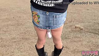 i climax shaking with anal vibrator in miniskirt and boots