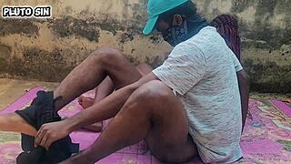 old pussy stretched by young stud's cock in risky public outdoor doggystyle... neighbors watching?