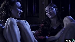 lesbian petite babe bounces on dirty homeless dude's monster cock rough