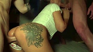 Babe Devours Two Throbbing Cocks in Intense Threesome Frenzy