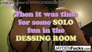 curious brunette babe jayden jaymes explores nude in changing room solo