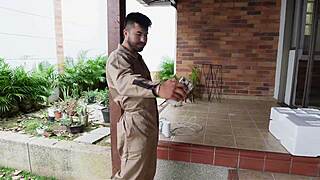 Lucky technician arrives to fix pipes but horny nympho housewife with big tits and ass demands rough fucking from sarafilms