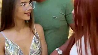 Megan Murkovski and Mia Mi slam monster cocks in blowbang frenzy