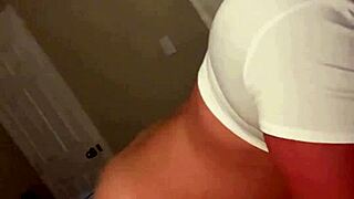 daddy's slutty schoolgirl booty cums hard from huge load