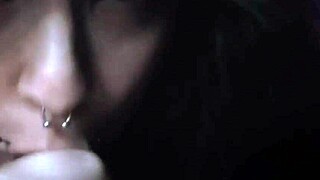 Goth Emo Sucks Huge Dildo Deep
