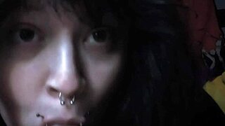 Goth Emo Sucks Huge Dildo Deep