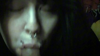 Goth Emo Sucks Huge Dildo Deep