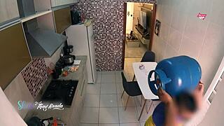 damn, this hot wife steps out steamy just to flirt with delivery guy