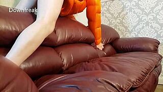 Craving to hump leather sofa while wanking in north face down jacket fetish frenzy?