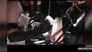 Rubbernurse Agnes transparent dress blowjob mask prostate massage milk wank explosion