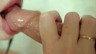 sloppy foreskin close-up blowjob