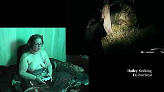 Naked Big Tits BBW Brunette Plays Alan Wake 2 with Glasses Tattoo Belly Fetish