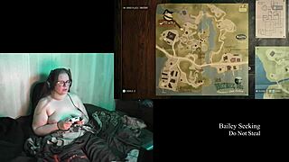 Naked Big Tits BBW Brunette Plays Alan Wake 2 with Glasses Tattoo Belly Fetish