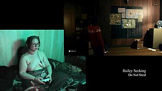 Naked Big Tits BBW Brunette Plays Alan Wake 2 with Glasses Tattoo Belly Fetish