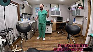 Doctors Tampa and Aria Nicole Spread Tanned Patient Ass in Latex Gloves