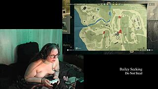 Naked Big Tits BBW Brunette Plays Alan Wake 2 with Glasses Tattoo Belly Fetish