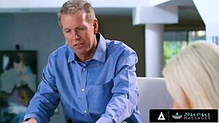 NURU MASSAGE TURNS WILD! Cute Elsa Jean Rides Client's Cock in Oily Doggystyle Bliss