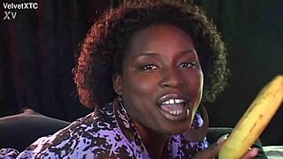 Big Tits Black Girl Interviews with Banana Tease
