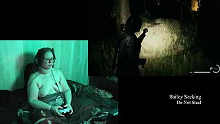 Naked Big Tits BBW Brunette Plays Alan Wake 2 with Glasses Tattoo Belly Fetish