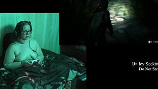 Naked Big Tits BBW Brunette Plays Alan Wake 2 with Glasses Tattoo Belly Fetish