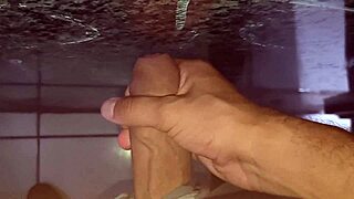 check that hot amateur cuckold jerking in public bathroom