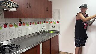 moans of ecstasy fucking hot stepsister roughly in kitchen