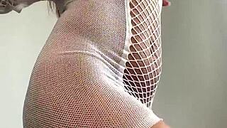 Big Tits Babe Slowly Undresses Her Curvy Ass and Body