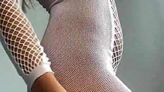 Big Tits Babe Slowly Undresses Her Curvy Ass and Body