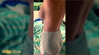 wifey amazes in her sexy tight gym gear flashing big tits