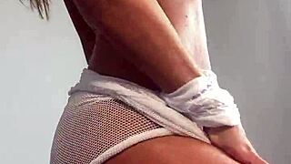 Big Tits Babe Slowly Undresses Her Curvy Ass and Body