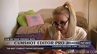cute young blonde practices deepthroat on huge webcam dildo