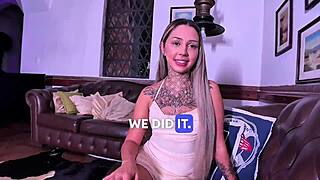 tiny latina teen gags hard on huge cock in pov casting, then squirts riding missionary