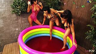 British Brunette Milfs Use Jelly for Wild Food-Fueled Threesome Lesbian Licking