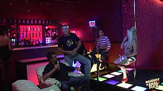 Busty Stripper Leads Intense Anal Gangbang with Naughty Waitresses
