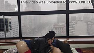 Kitty Big Ass Fucks Bareback in Window for Public Voyeur Eyes