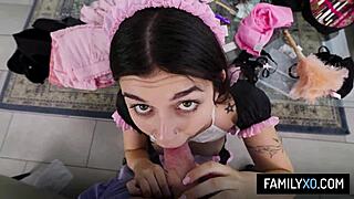 Stepdad's POV Ravages Hot Brunette Stepdaughter's Tight Holes