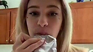 blonde teen with big tits goes topless on webcam shaking her huge ass