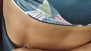 Skinny Brazilian Ebony Flashes Tits Then Takes Creampie Publicly
