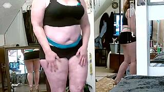 Thick Curvy Redhead Dawn Teases Big Natural Tits Ass Dirty Talk in Heels Miniskirt.