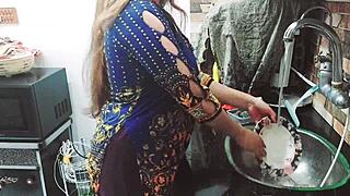 indian village maid bends over for owner's cock in empty kitchen