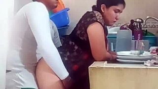 Specific wife begs neighbor not to fuck her tight wet pussy in kitchen before husband arrives