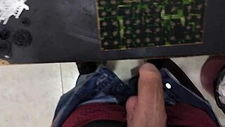Skinny babe cums hard on machine at work moaning loud hear her explode at the end!