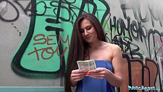 skinny lara fox's tight hairy pussy and ass get monster cock pounded public garage cum covered